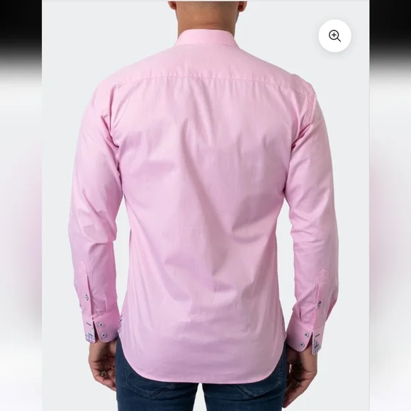 Maceoo Paris Men's "Einstein" Collection Oxfort Pink Shirt Sz 4/L 100% Cotton - Picture 2 of 14
